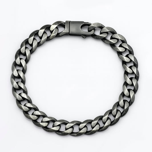 Silver Curb Gunmetal Chain Bracelet