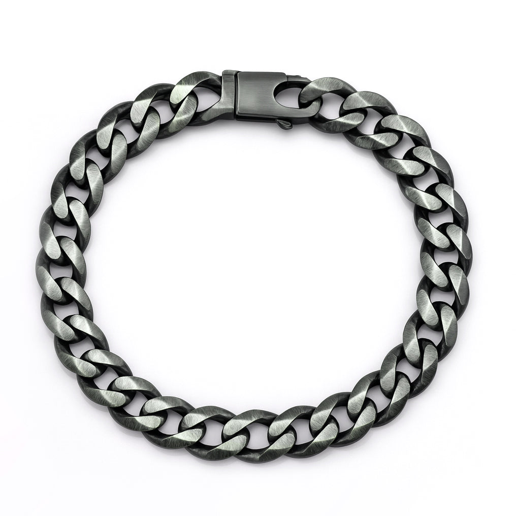 Silver Curb Gunmetal Chain Bracelet