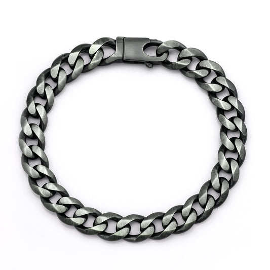 Silver Curb Gunmetal Chain Bracelet