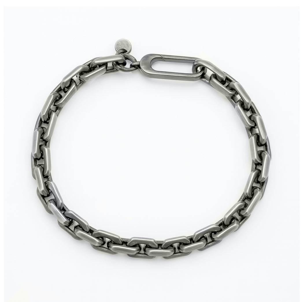 Silver Anchor Gunmetal Chain Bracelet