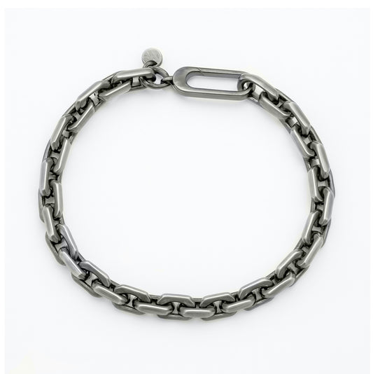 Silver Anchor Gunmetal Chain Bracelet