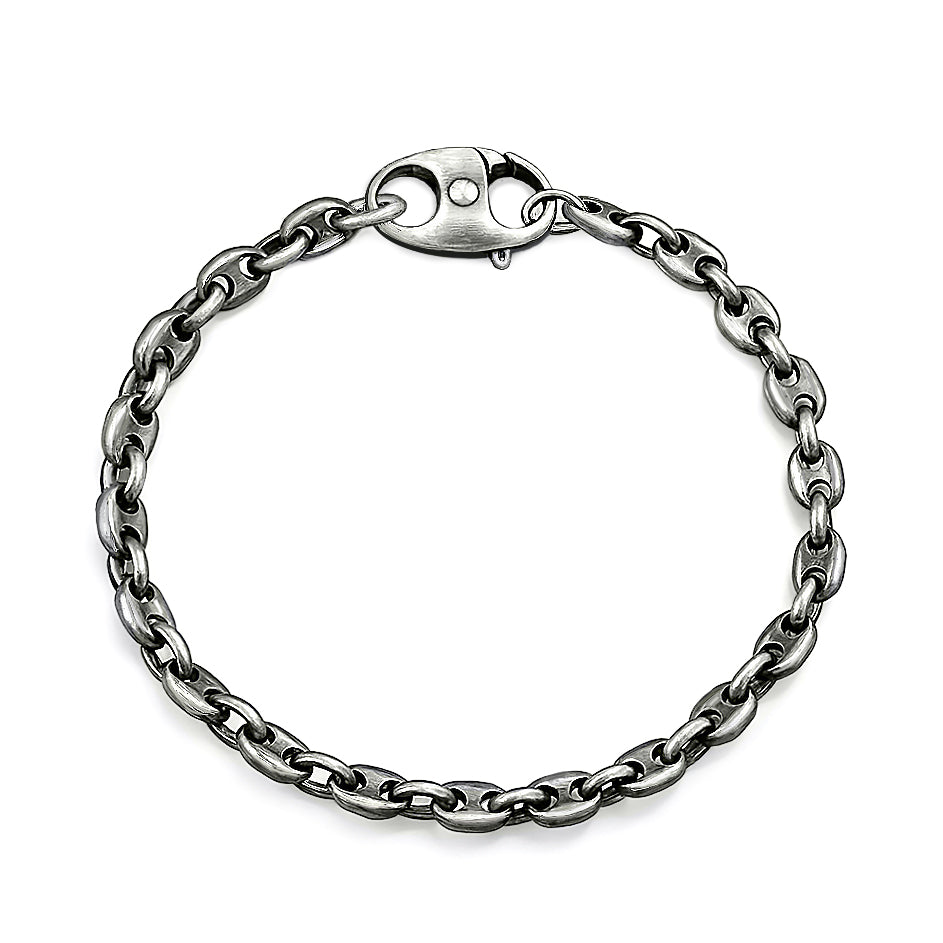 Silver Mariner Gunmetal Chain Bracelet - 4.8mm