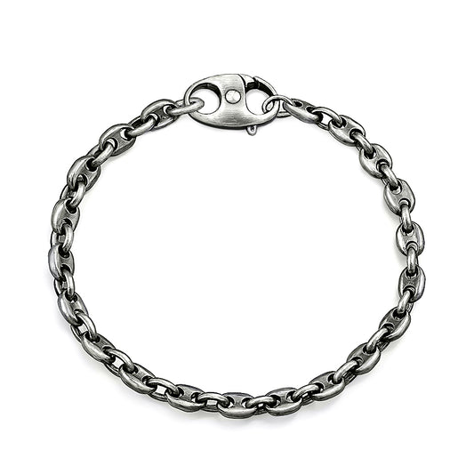 Silver Mariner Gunmetal Chain Bracelet - 4.8mm