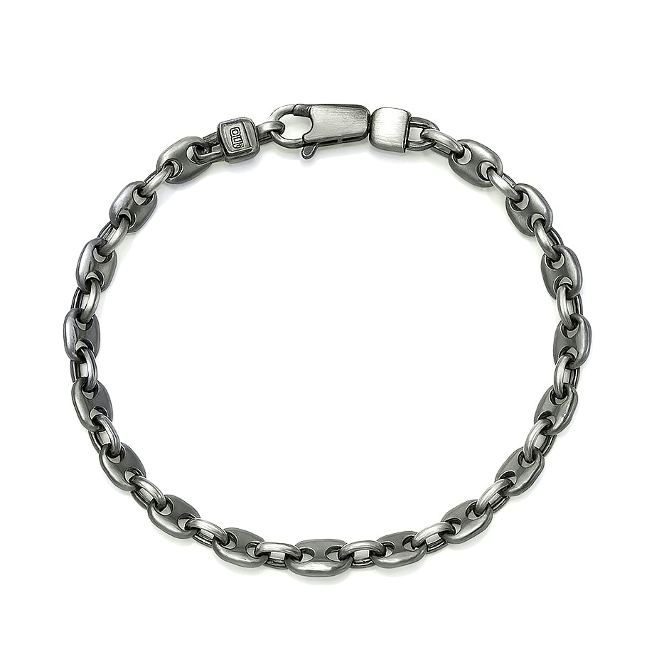 Silver Gunmetal Mariner Chain Bracelet - 4.8 mm
