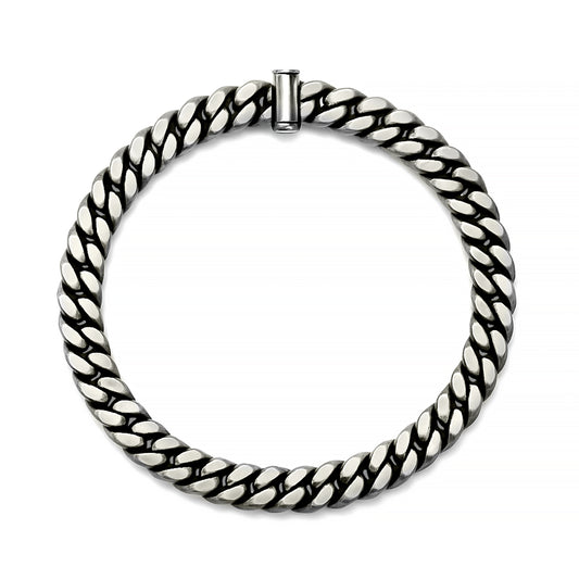 Silver Curb Gunmetal Chain Bracelet