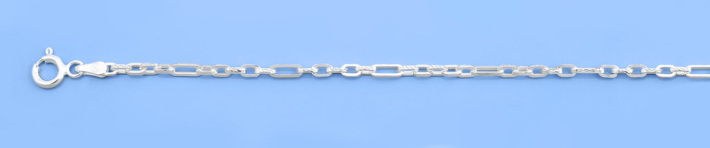 Silver Diamond-Cut Long & Short Chain Bracelet