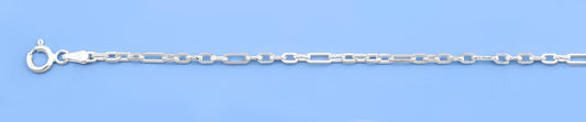 Silver Diamond-Cut Long & Short Chain Bracelet