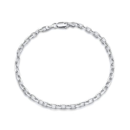 Silver Beveled Edge Anchor Chain Bracelet