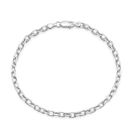 Silver Diamond Cut Anchor Link Bracelet