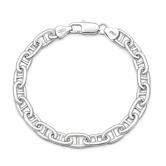 Silver Mariner Anchor Chain Bracelet