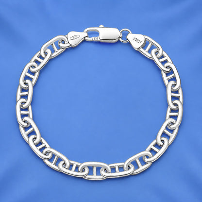Silver Mariner Anchor Chain Bracelet
