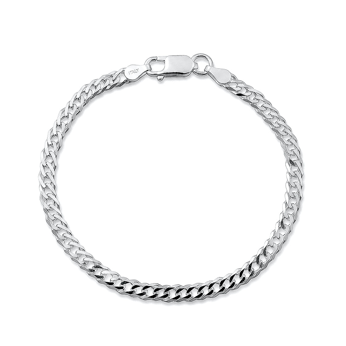 Silver Flat Curb Chain Bracelet