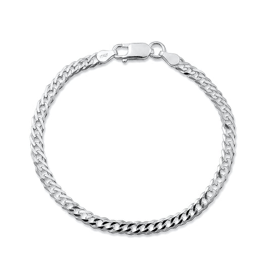 Silver Flat Curb Chain Bracelet
