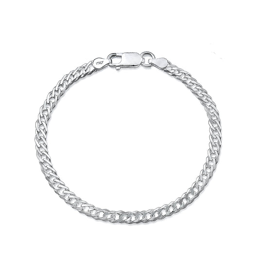 Silver Double Link Chain Bracelet 080