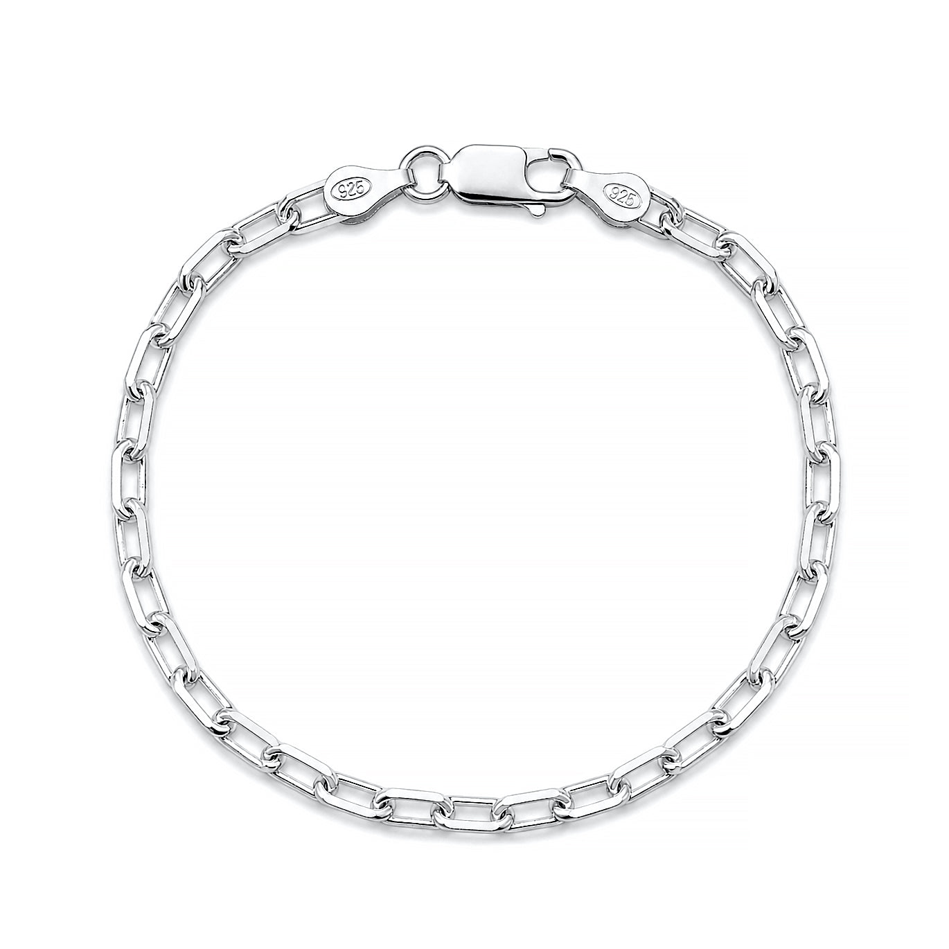 Silver Beveled Paperclip Chain Bracelet