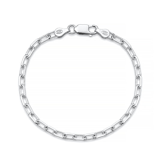 Silver Beveled Paperclip Chain Bracelet