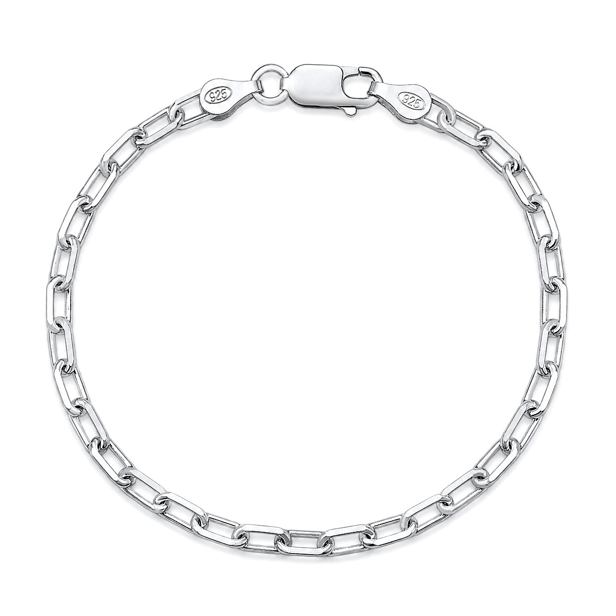Silver Beveled Paperclip Chain Bracelet