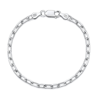Silver Beveled Paperclip Chain Bracelet