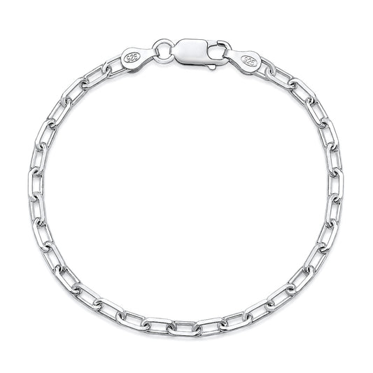 Silver Beveled Paperclip Chain Bracelet
