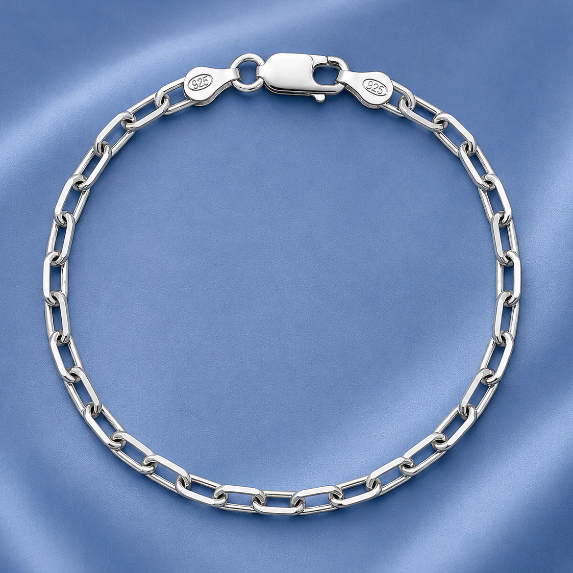 Silver Beveled Paperclip Chain Bracelet