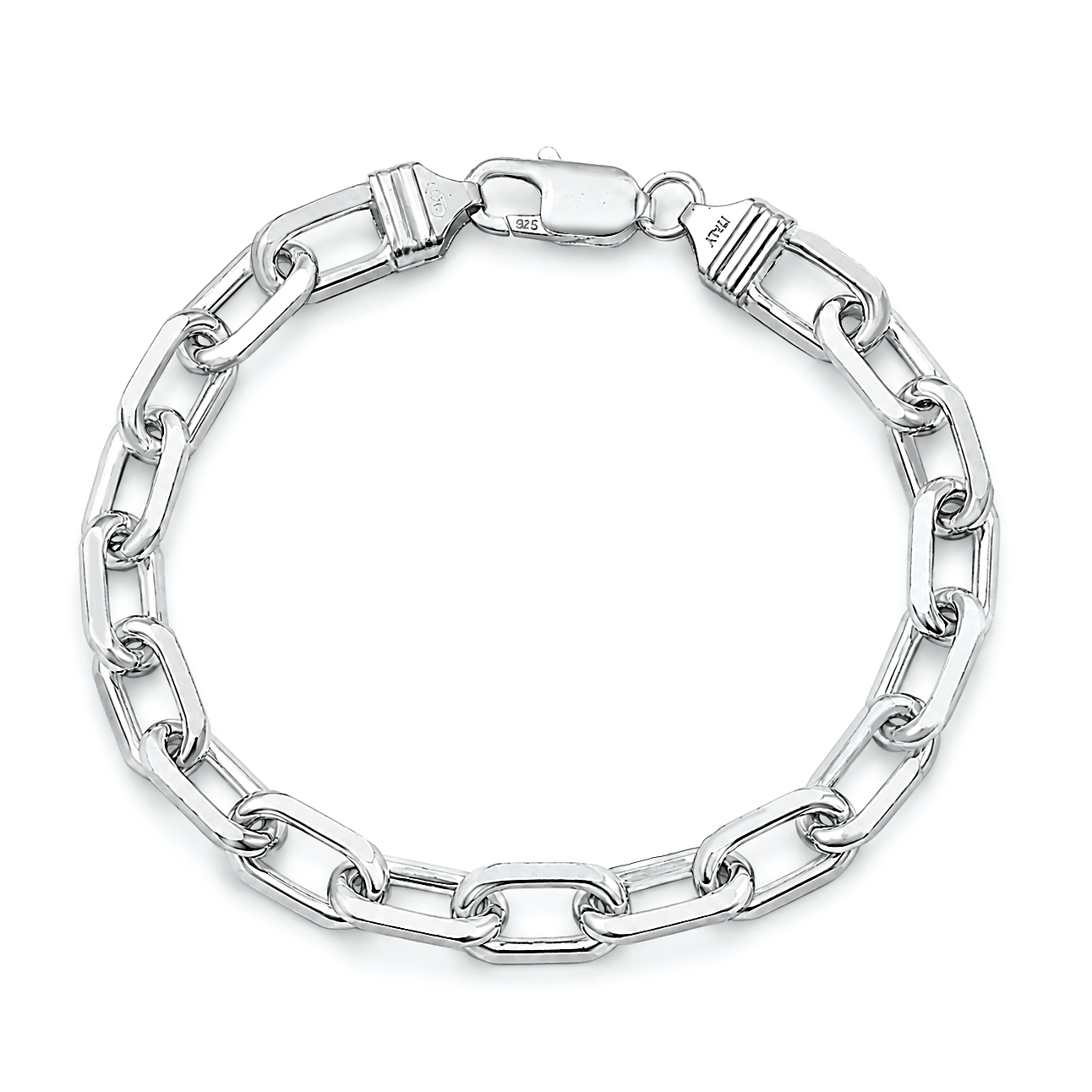 Silver Beveled Link Chain Bracelet