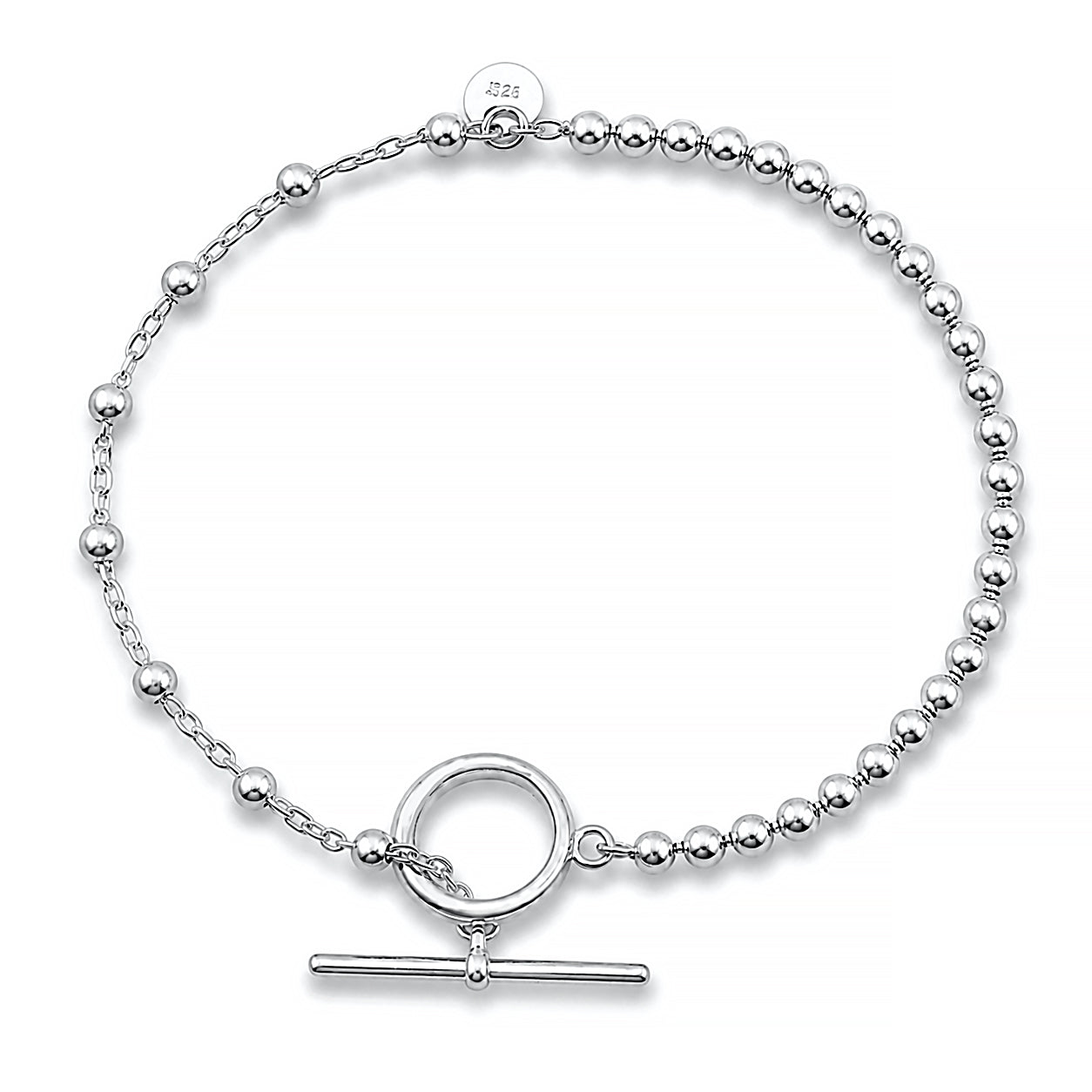 Silver Bead Bracelet - Toggle Closure