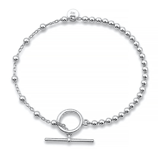 Silver Bead Bracelet - Toggle Closure