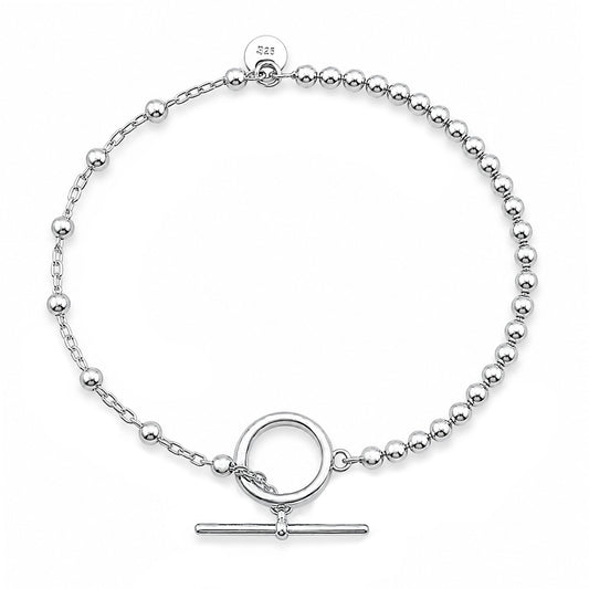 Silver Bead Bracelet - Toggle Closure