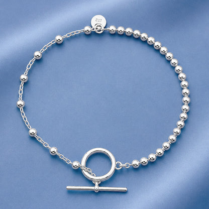 Silver Bead Bracelet - Toggle Closure