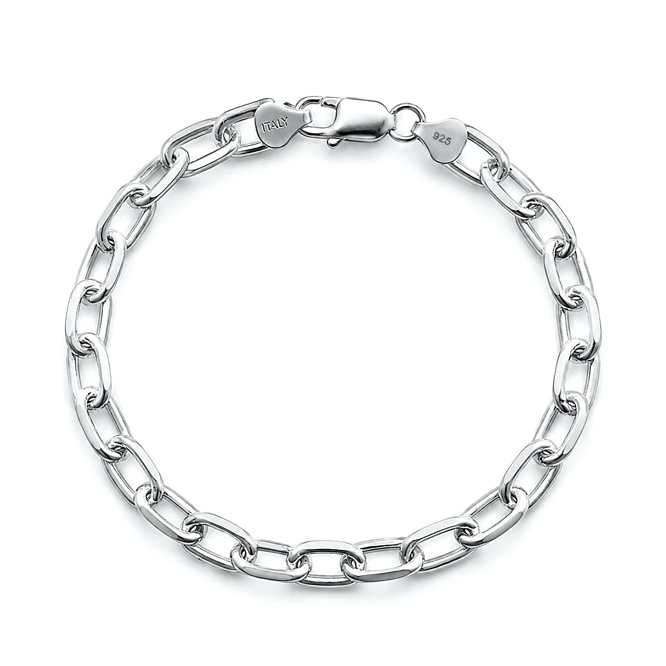 Silver Bracelet - Thick Oval Beveled Edge Link