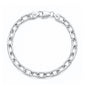 Silver Oval Beveled Edge Link Bracelet - 7.4 mm