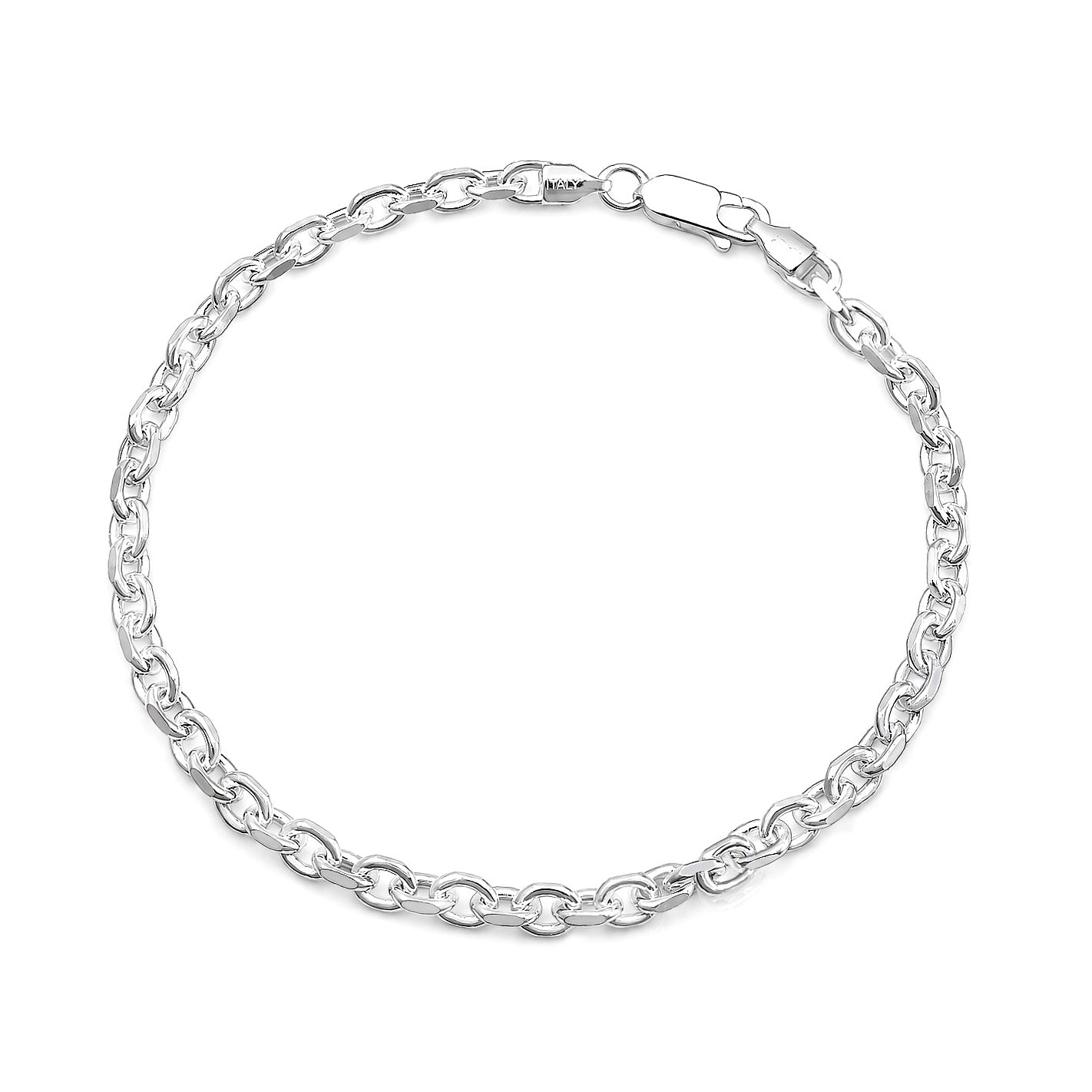 Silver Flat-Edge Anchor Bracelet