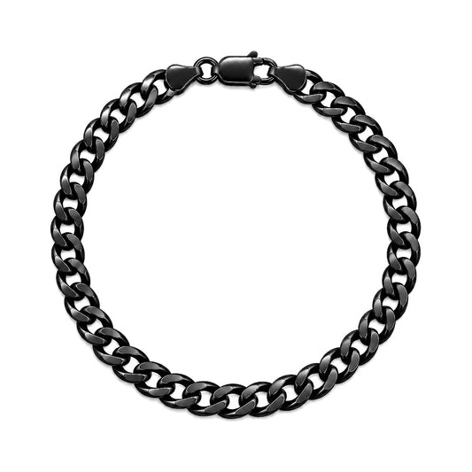 Silver Curb Bracelet - Black Rhodium Plating