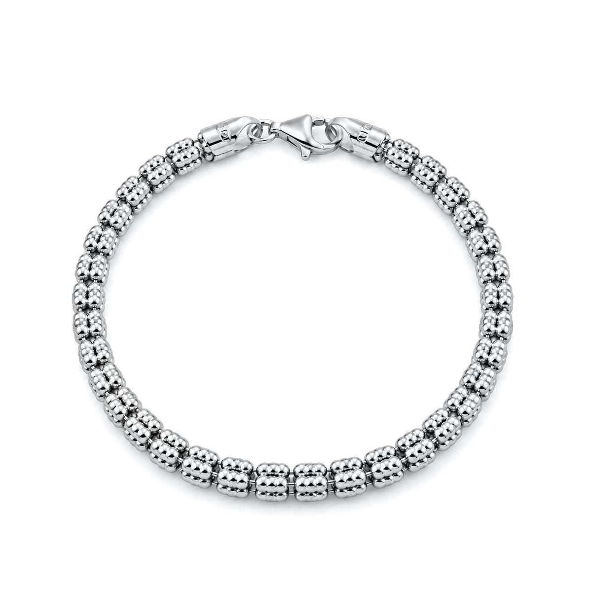 Sterling Silver Diamond-Cut Beaded Bracelet