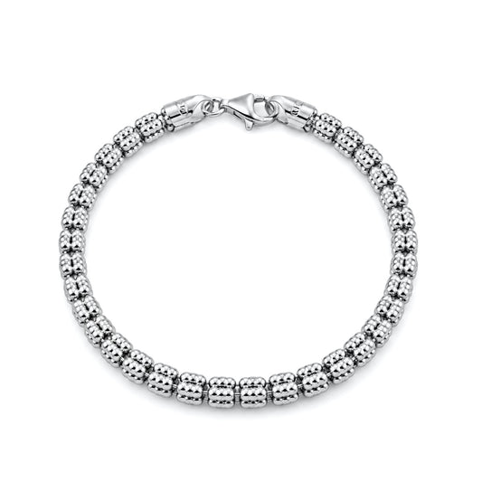 Sterling Silver Diamond-Cut Beaded Bracelet