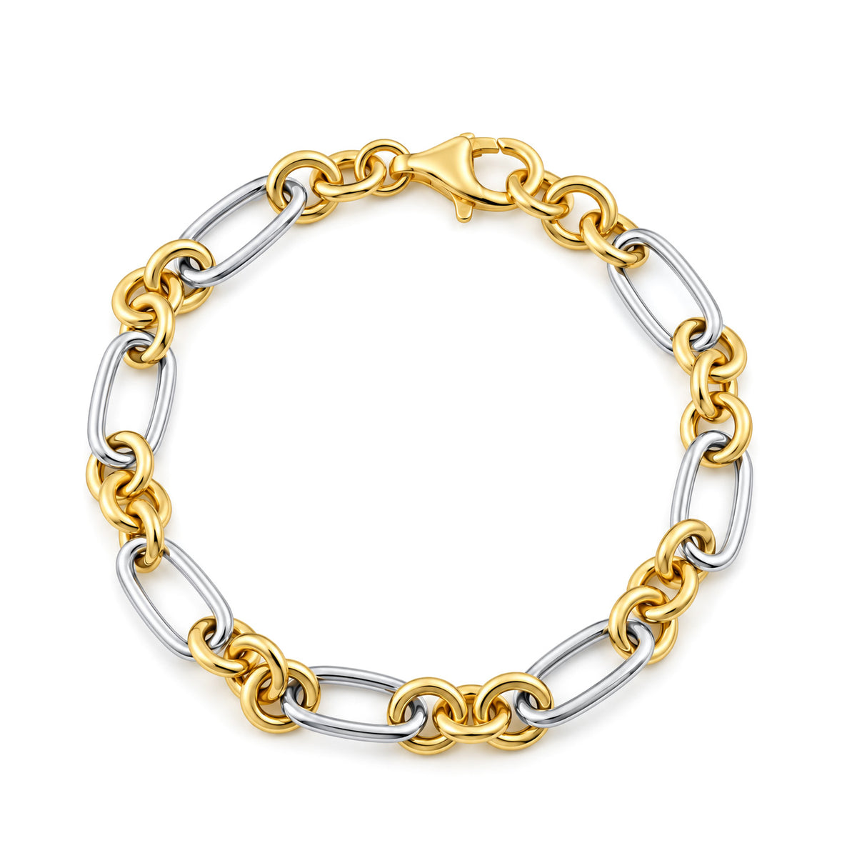 Silver Italian Oval & Round Link Bracelet