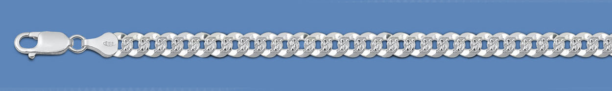 Silver Italian Chain - Pave Flat Curb 120