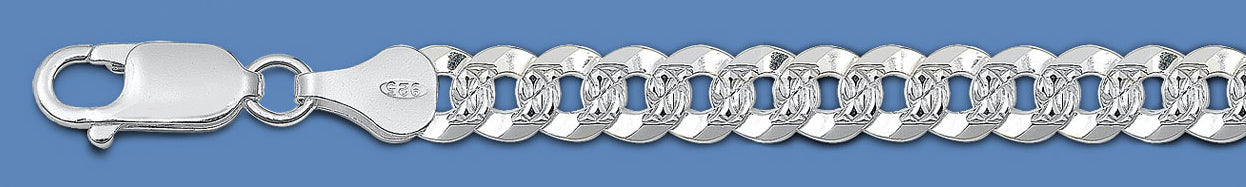 Silver Italian Chain - Pave Flat Curb 220