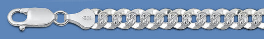 Silver Italian Chain - Pave Flat Curb 250