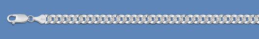 Silver Italian Chain - Pave Flat Curb 100