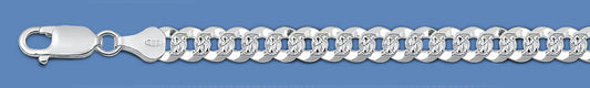 Silver Italian Chain - Pave Flat Curb 180