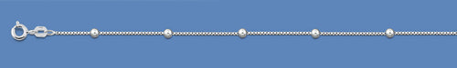 Silver Italian Box with Beads Chain  - 0.6 mm