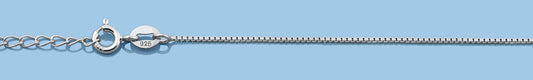 Silver Rhodium Plated Box Chain 16"+2"-0.8mm