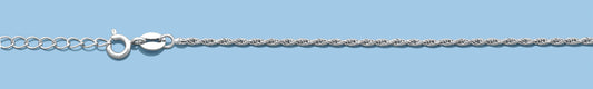 Silver Rhodium Plated Rope Chain-Rope 16"+2"