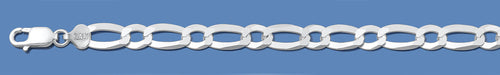 Silver Italian 1+1 Figaro Chain 180