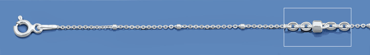 Silver Italian Chain - Cable Chain w/ Diamond Cut Beads