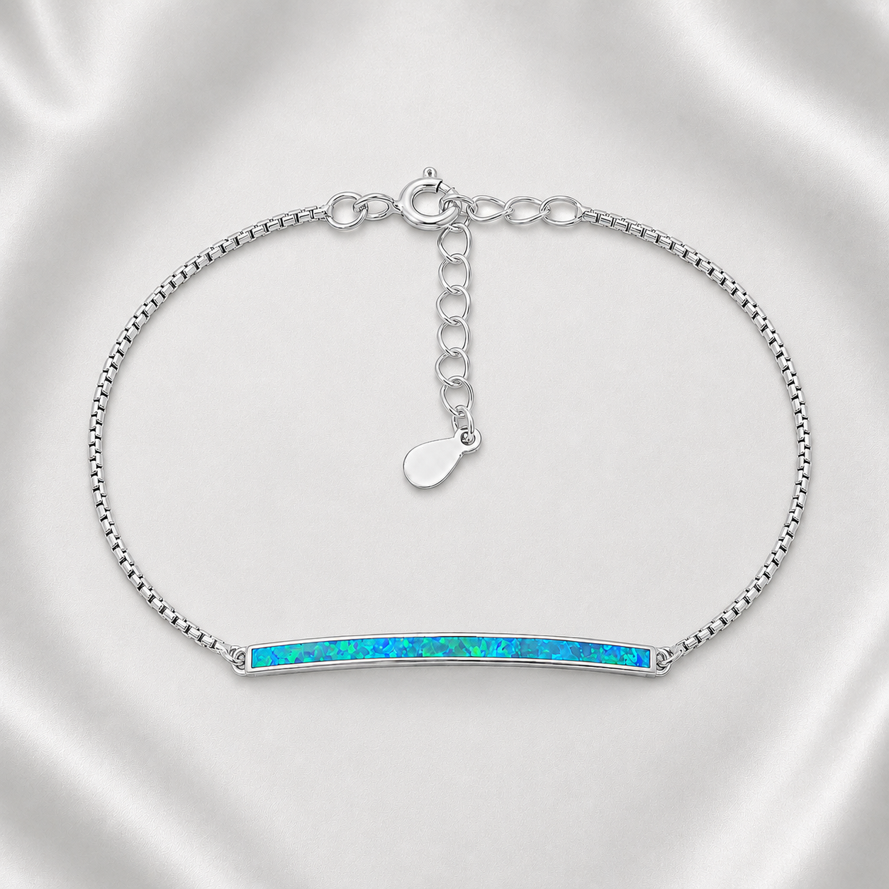 Silver Lab Opal Bracelet - Bar Bracelet
