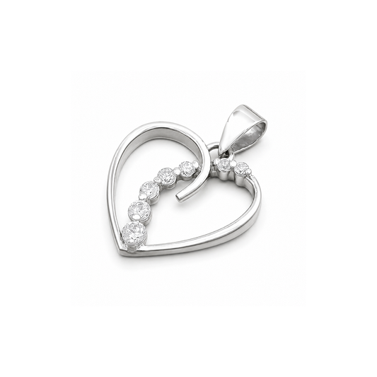 Silver CZ Pendant - Heart