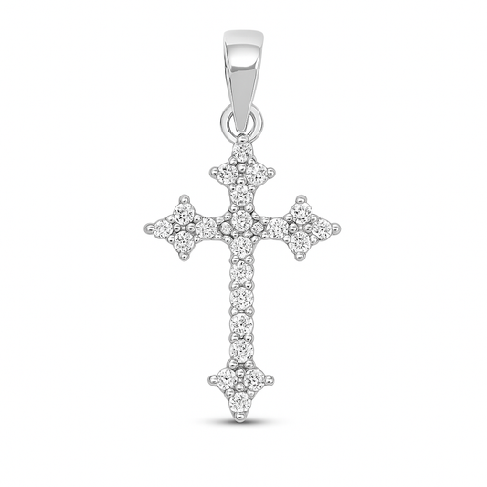 Silver CZ Pendant - Cross