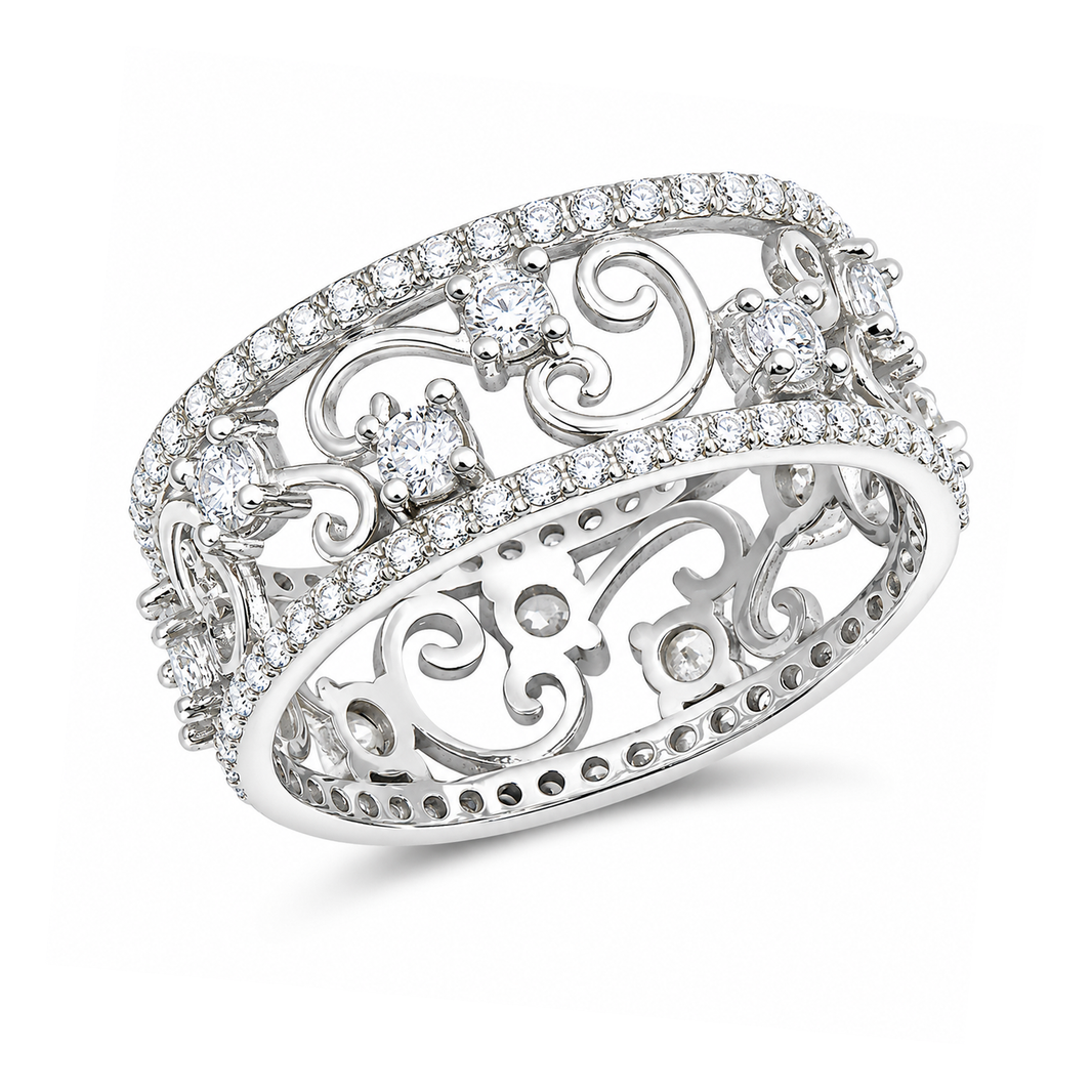 Silver CZ Ring - Vines
